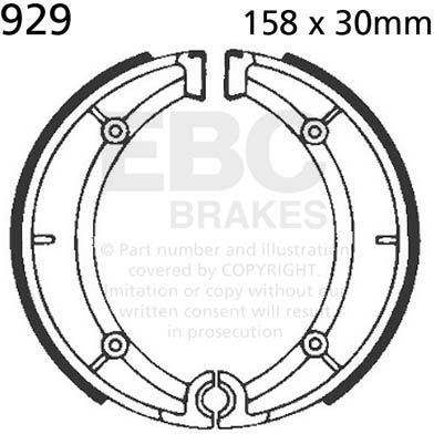 EBCブレーキ Plain モーターサイクル リプレイスメント ブレーキシューズ リア左側用 | 929