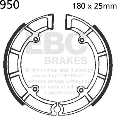 EBCブレーキ Plain モーターサイクル リプレイスメント ブレーキシューズ フロント左側用 | 950