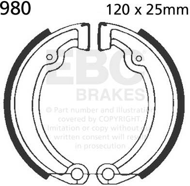 EBCブレーキ Plain モーターサイクル リプレイスメント ブレーキシューズ フロント左側用 | 980