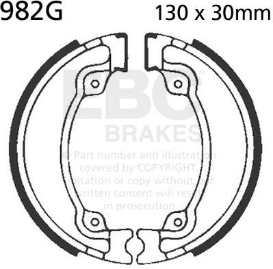 EBCブレーキ モーターサイクル 溝付き リプレイスメント ブレーキシューズ リア左側用 | 982G