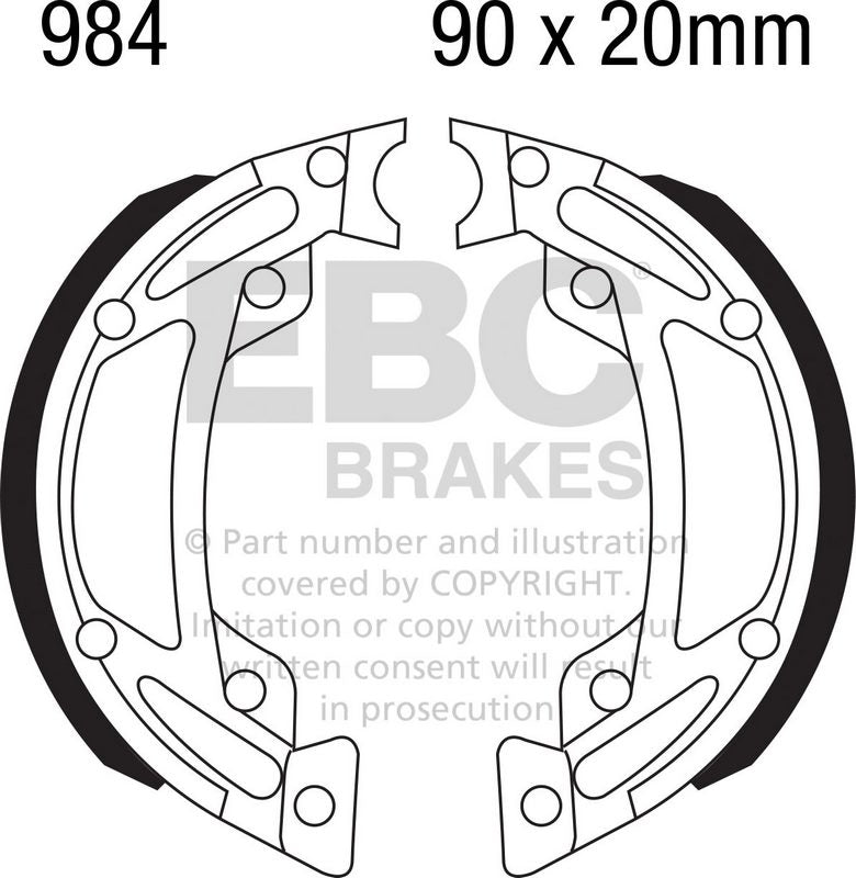 EBCブレーキ Plain モーターサイクル リプレイスメント ブレーキシューズ リア左側用 | 984