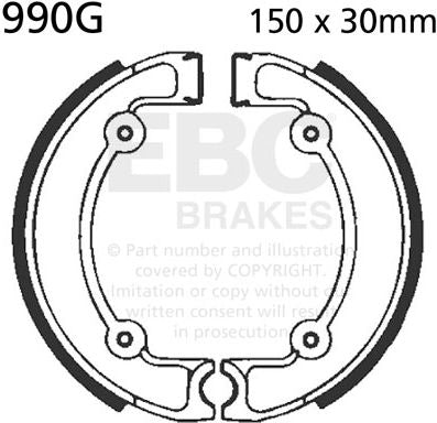EBCブレーキ モーターサイクル 溝付き リプレイスメント ブレーキシューズ リア左側用 | 990G