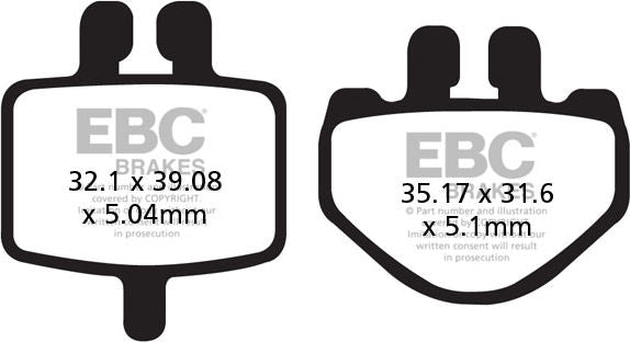 EBCブレーキ カーボン TT パッド Enduro/MX バイク リア左側用 | FA485TT