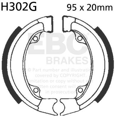 EBCブレーキ モーターサイクル 溝付き リプレイスメント ブレーキシューズ リア左側用 | H302G