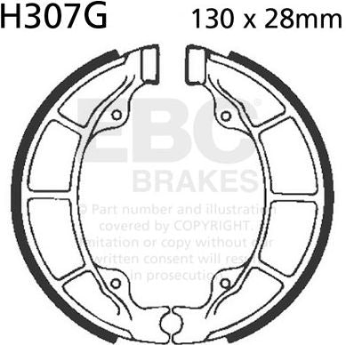EBCブレーキ モーターサイクル 溝付き リプレイスメント ブレーキシューズ リア左側用 | H307G