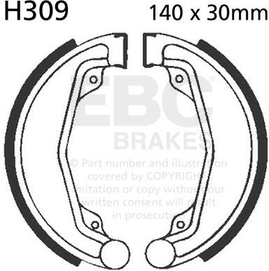 EBCブレーキ Plain モーターサイクル リプレイスメント ブレーキシューズ リア左側用 | H309