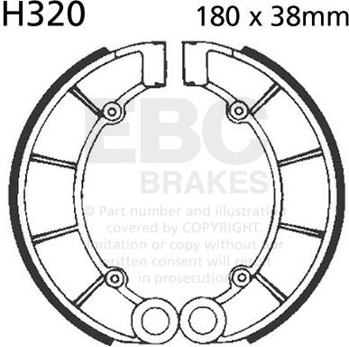 EBCブレーキ Plain モーターサイクル リプレイスメント ブレーキシューズ リア左側用 | H320