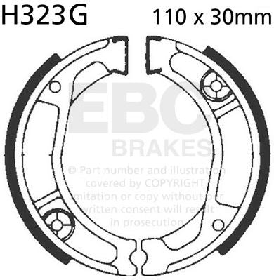EBCブレーキ モーターサイクル 溝付き リプレイスメント ブレーキシューズ リア右側用 | H323G