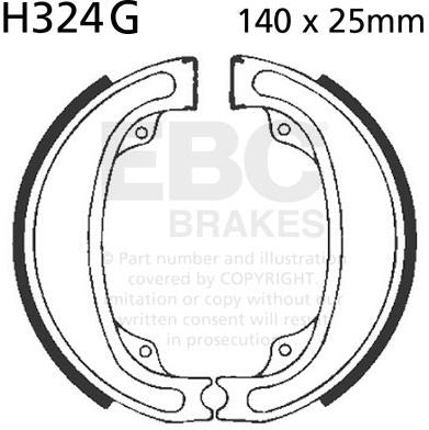 EBCブレーキ モーターサイクル 溝付き リプレイスメント ブレーキシューズ フロント左側用 | H324G