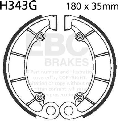 EBCブレーキ モーターサイクル 溝付き リプレイスメント ブレーキシューズ リア左側用 | H343G