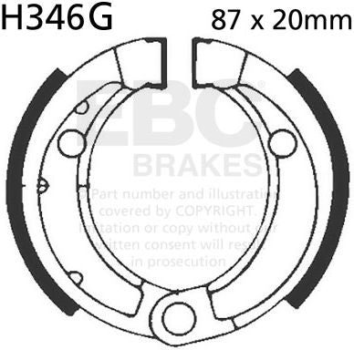 EBCブレーキ モーターサイクル 溝付き リプレイスメント ブレーキシューズ フロント左側用 | H346G