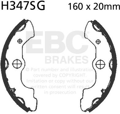 EBCブレーキ モーターサイクル 溝付き リプレイスメント ブレーキシューズ フロント左側用 | H347SG