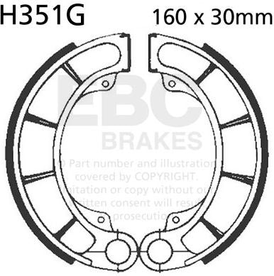 EBCブレーキ モーターサイクル 溝付き リプレイスメント ブレーキシューズ リア左側用 | H351G