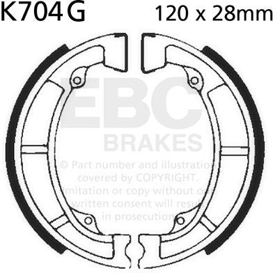 EBCブレーキ モーターサイクル 溝付き リプレイスメント ブレーキシューズ フロント左側用 | K704G
