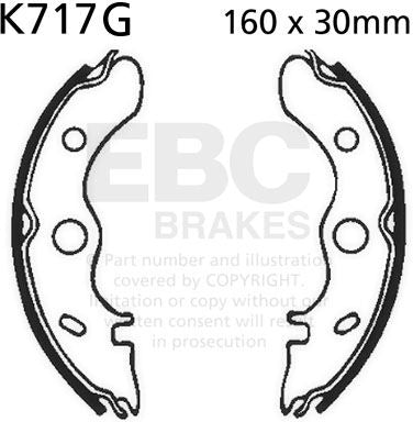 EBCブレーキ モーターサイクル 溝付き リプレイスメント ブレーキシューズ フロント左側用 | K717G