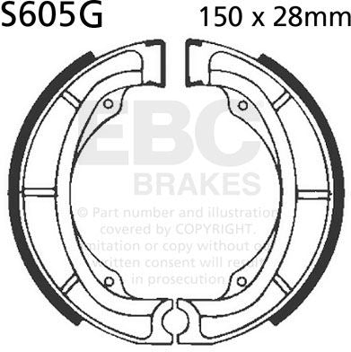 EBCブレーキ モーターサイクル 溝付き リプレイスメント ブレーキシューズ リア右側用 | S605G