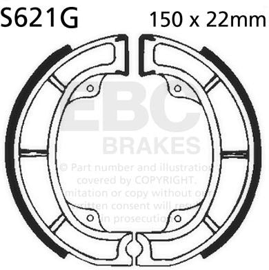 EBCブレーキ モーターサイクル 溝付き リプレイスメント ブレーキシューズ リア左側用 | S621G