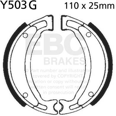EBCブレーキ モーターサイクル 溝付き リプレイスメント ブレーキシューズ リア左側用 | Y503G
