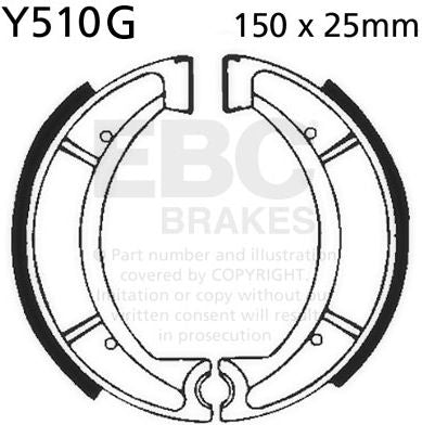 EBCブレーキ モーターサイクル 溝付き リプレイスメント ブレーキシューズ リア左側用 | Y510G