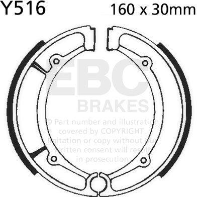 EBCブレーキ Plain モーターサイクル リプレイスメント ブレーキシューズ リア左側用 | Y516