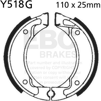 EBCブレーキ モーターサイクル 溝付き リプレイスメント ブレーキシューズ フロント左側用 | Y518G
