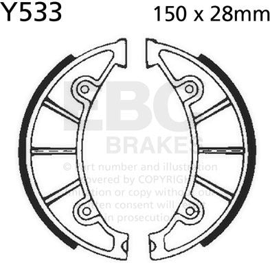 EBCブレーキ Plain モーターサイクル リプレイスメント ブレーキシューズ リア左側用 | Y533