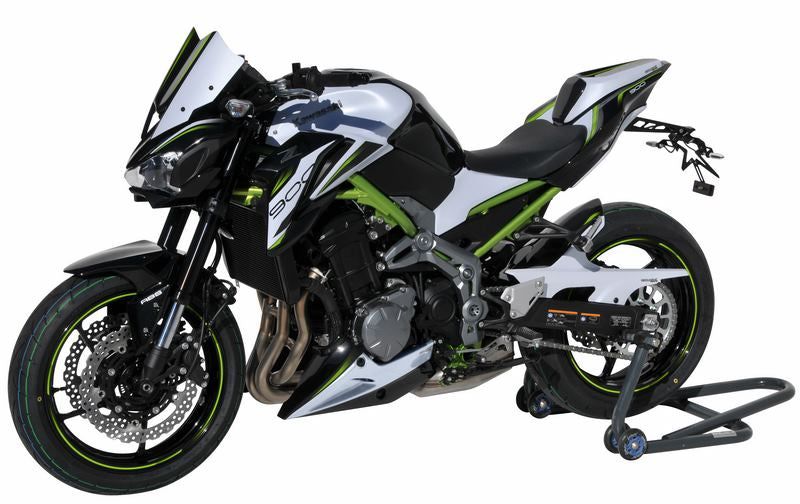 Ermax / アルマックス nose fairing for Z 900 2017-2019  blanc mat/noir metal (frame green ) 2019(blanc pearl flat stardust  metallic spark black [660/15z ] ) | 1503096-WS
