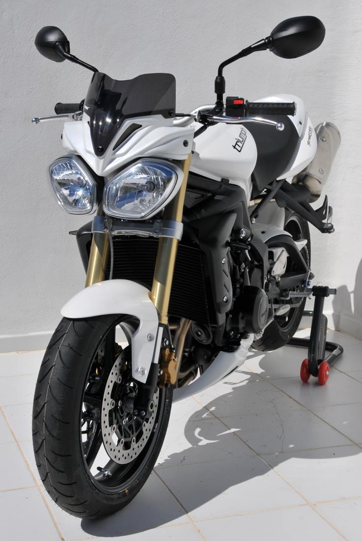 Ermax / アルマックス nose fairing (25 cm + screen light black ) for STREET TRIPLE 2012  white 2012(crystal white [NW] ) | 232121031
