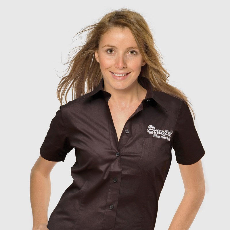 Ermax / アルマックス shirt Ermax / アルマックス lady short sleeves black embroidered grey cut M U L | 650518054