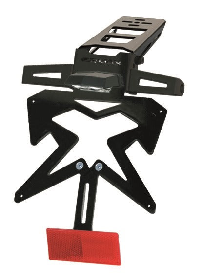Ermax / アルマックス SUP09EVO-2 lisence plate holder déporté aluminium black with support of blinkers | 900518EV2