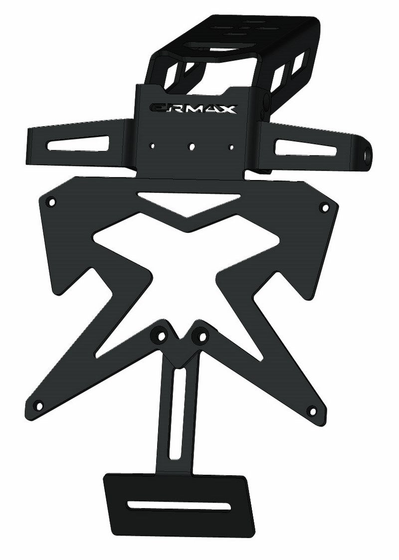 Ermax / アルマックス sup09evo lisence plate holder déporté aluminium black with support of blinkers | 900518EV9