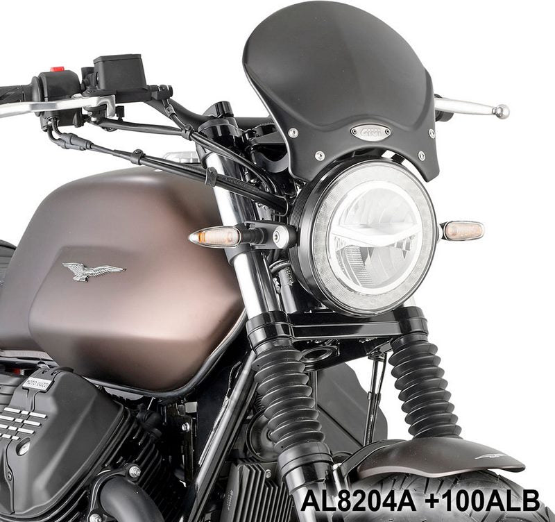 Givi / ジビ Race Cafe アルミニウム ユニバーサルスクリーン- ブラック アノダイズド- dim. HxW 20-5x26-5 cm- 取り付けキット非付属 | 100ALB