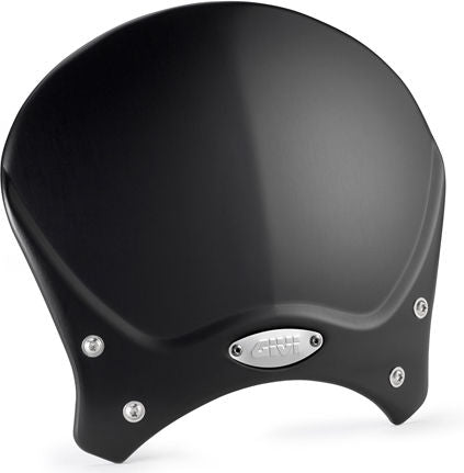 Givi / ジビ Race Cafe アルミニウム ユニバーサルスクリーン- ブラック アノダイズド- dim. HxW 20-5x26-5 cm- 取り付けキット非付属 | 100ALB