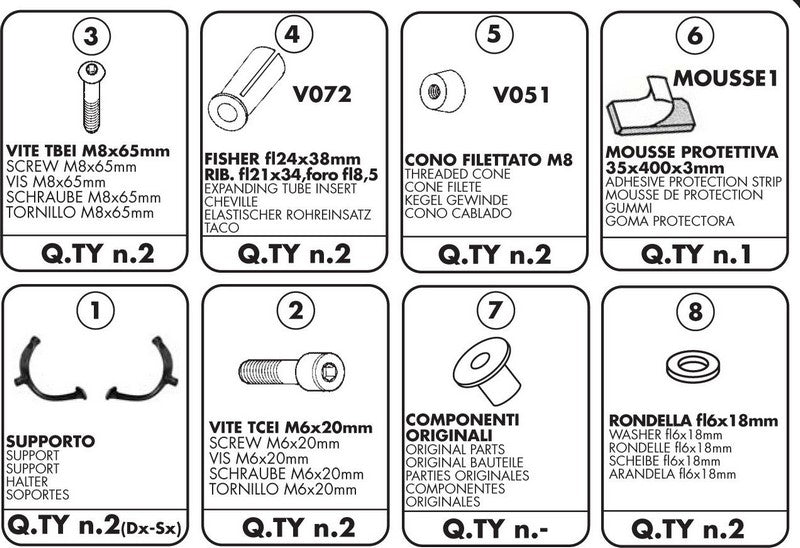 Givi / ジビ PL351/T351用取り付けキット（スペシフィックラック未装着） | 351KIT