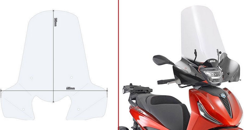 Givi / ジビ ウインドスクリーン クリア 58x68 Piaggio Beverly ビバリー 300-400 HPE (21-22) | 5616A