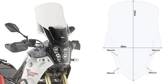 Givi / ジビ ウインドスクリーン トランスペアレント 520 mm（高さ） 420 mm（幅） | D2145STG