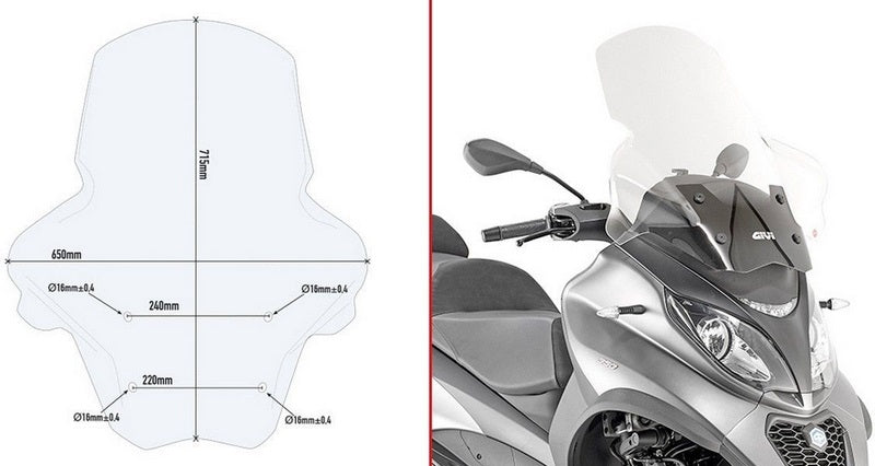 Givi / ジビ スクリーン クリア Piaggio MP3 350500 Sport/Business (2018) | D5613ST