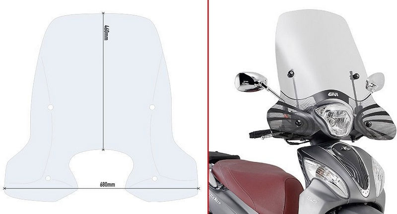 Givi / ジビ ウインドスクリーン クリア 46x68 cm Kymco People One 125-150 (13-22) | D6116ST