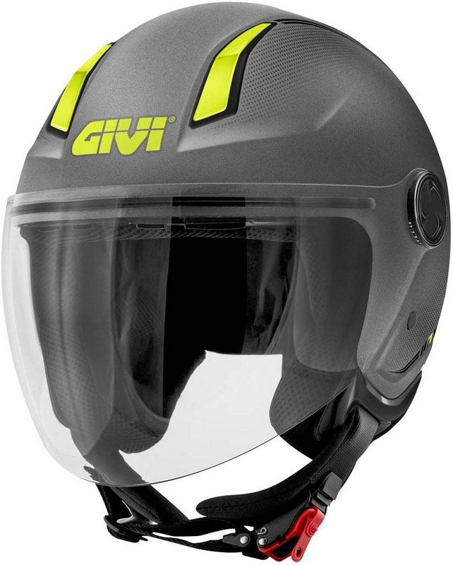 Givi / ジビ ジェットヘルメット 11.7 SOLID マットチタン/イエロー サイズ 55/S | H117BG76855