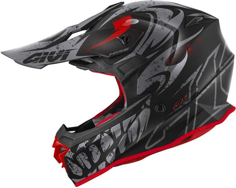 Givi / ジビ オフロードヘルメット 60.1 GLOOM マットブラック/チタン/レッド サイズ 56/S | H601FGLBR56