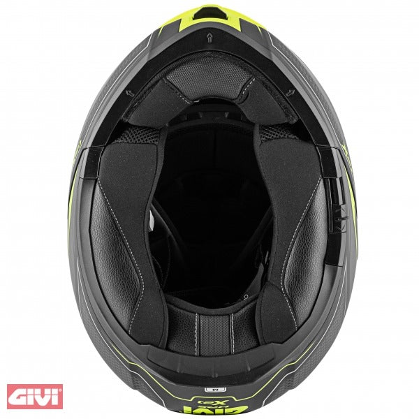 GIVI / ジビ Hps Hx21 フリップアップ ヘルメット グラフィック グローブ シバー ブラック/チタン/イエロー マット サイズ 56/S | HX21FSHBT56