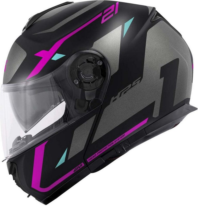 Givi / ジビ フリップアップヘルメット X.21 EVO NUMBER LADY マットブラック/チタン/ピンク サイズ 56/S | HX21RNBBP56