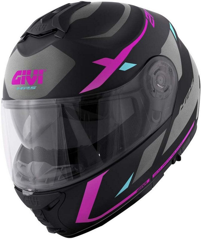Givi / ジビ フリップアップヘルメット X.21 EVO NUMBER LADY マットブラック/チタン/ピンク サイズ 56/S | HX21RNBBP56
