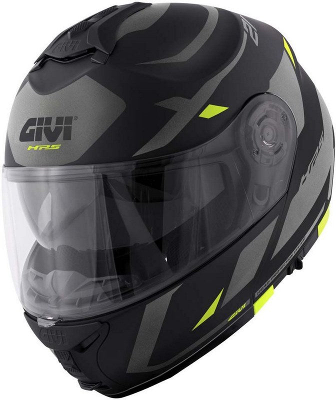 Givi / ジビ フリップアップヘルメット X.21 EVO NUMBER マットブラック/チタン/イエロー サイズ 56/S | HX21RNBBY56