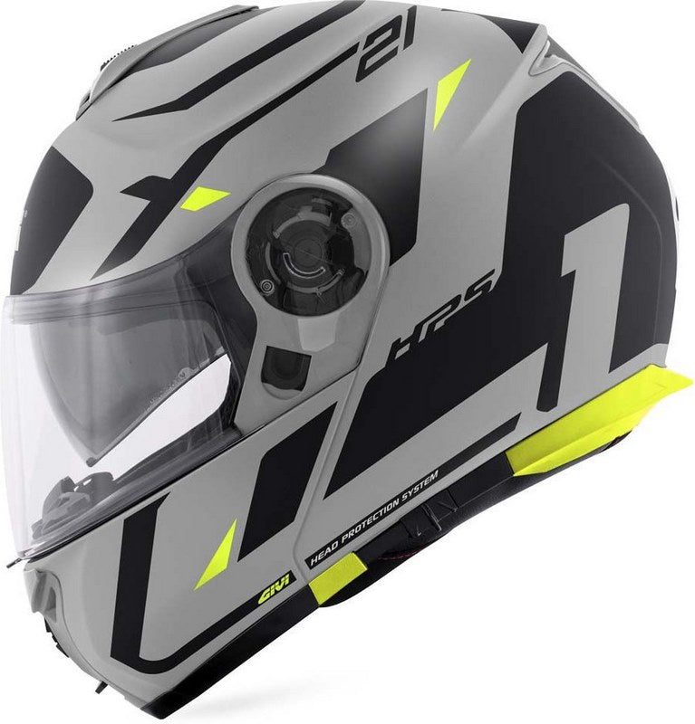 Givi / ジビ フリップアップヘルメット X.21 EVO NUMBER マットグレー/ブラック/イエロー サイズ 60/L | HX21RNBGY60
