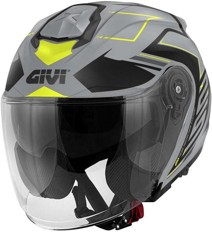 Givi / ジビ ジェットヘルメット X.25 TRACE マットグレー/ブラック/イエロー サイズ 56/S | HX25FTCGY56