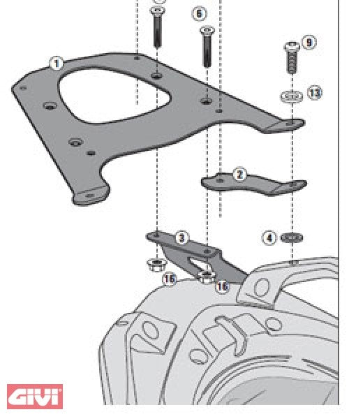 GIVI / ジビ トップケースラック ブラック MONOLOCKスーツケース用 | SR5105M
