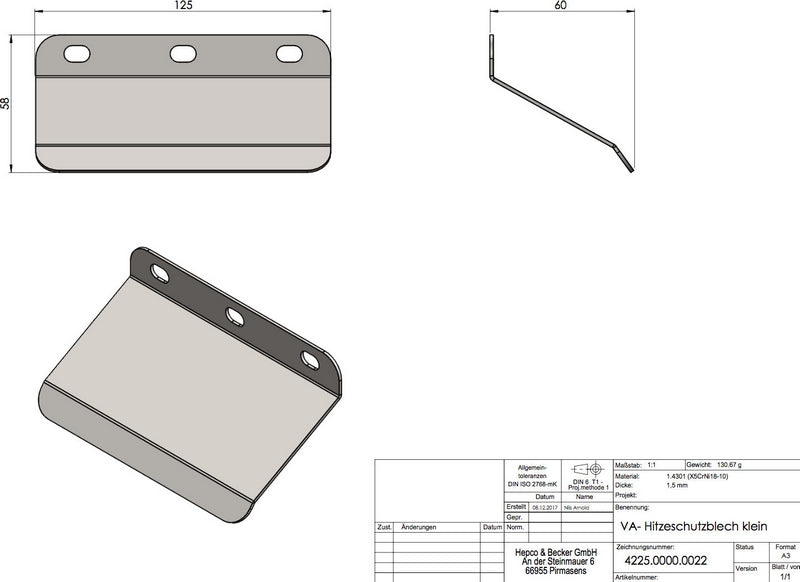 Hepco & Becker Universal heat protection plate for Hepco & Becker side carrier | 42250000 00 22