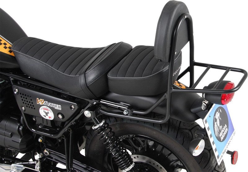 Hepco & Becker Sissybar with rearrack-chrome for Moto Guzzi V9 Bobber from 2017 model with long seat | 611552 00 02