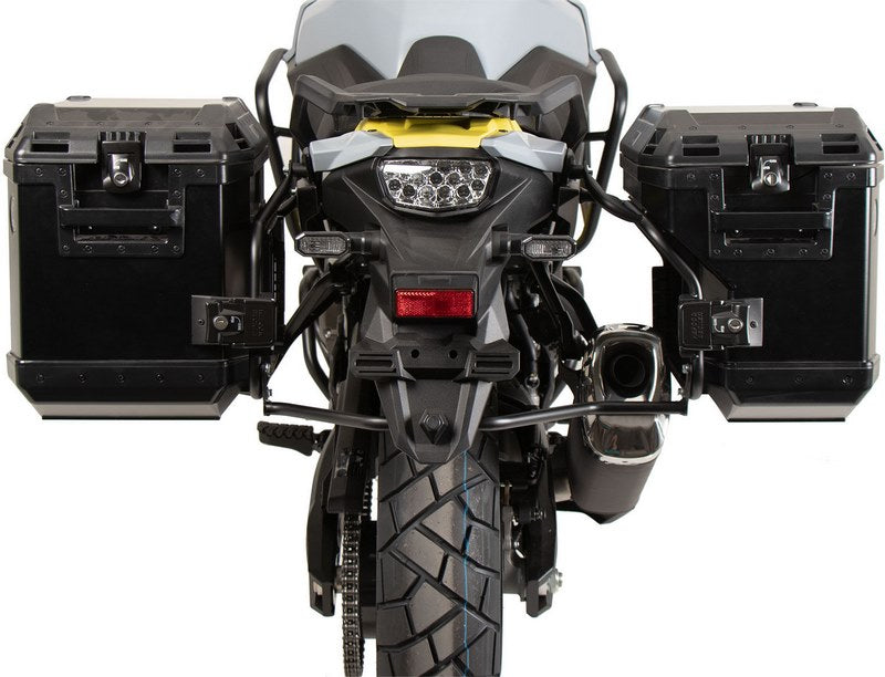 Hepco & Becker サイドキャリアカットアウトブラック インクルード エクスプローラーブラックサイドボックス Suzuki V-Strom 800 DE (2023-) | 6513548 00 01-01-40
